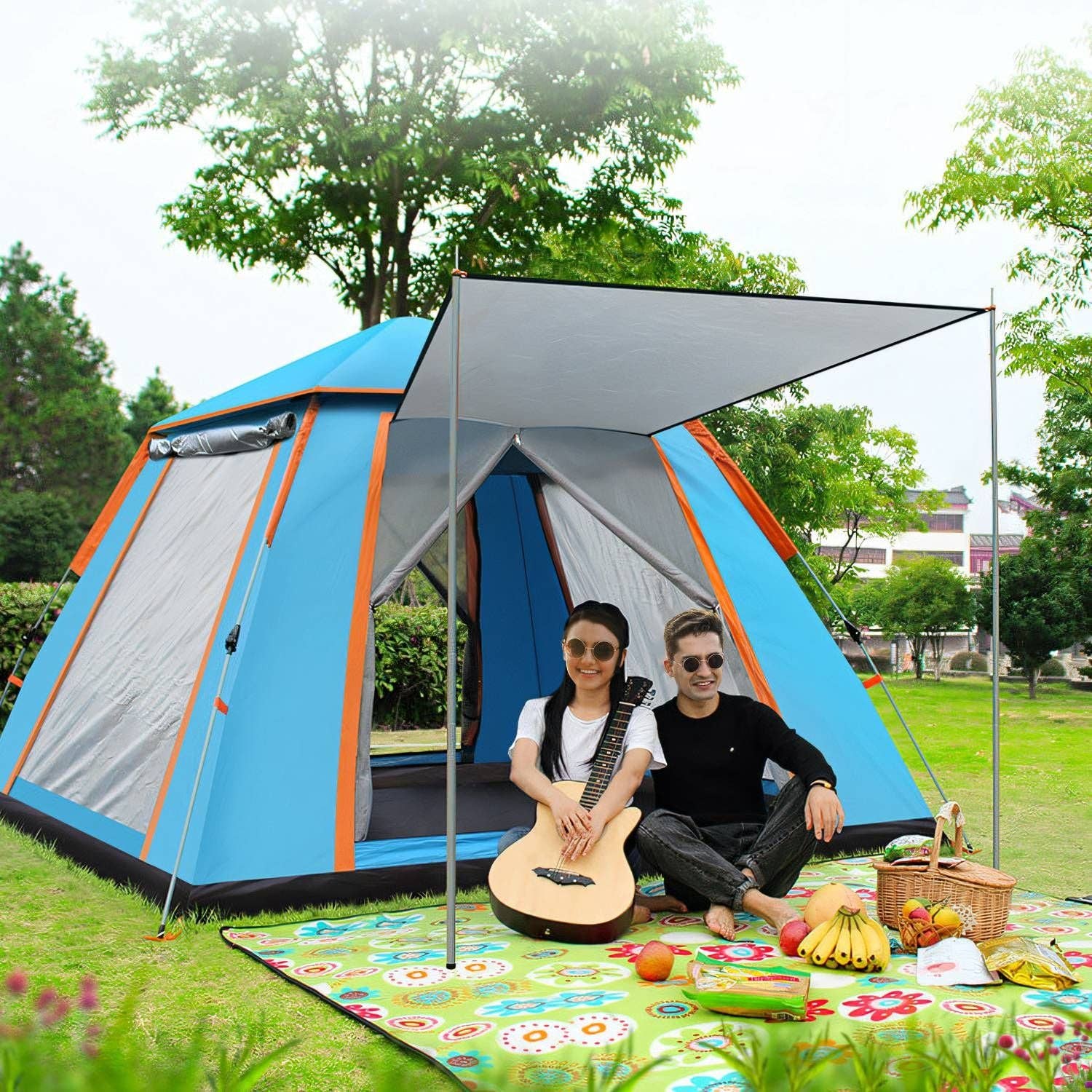 Hard Rock Health Stores - Wholesale Tent - 4-5 Person Camping Tent Outdoor Foldable Waterproof Tent with 2 Mosquito Nets Windows Carrying Bag for Hiking Climbing Adventure Fishing8