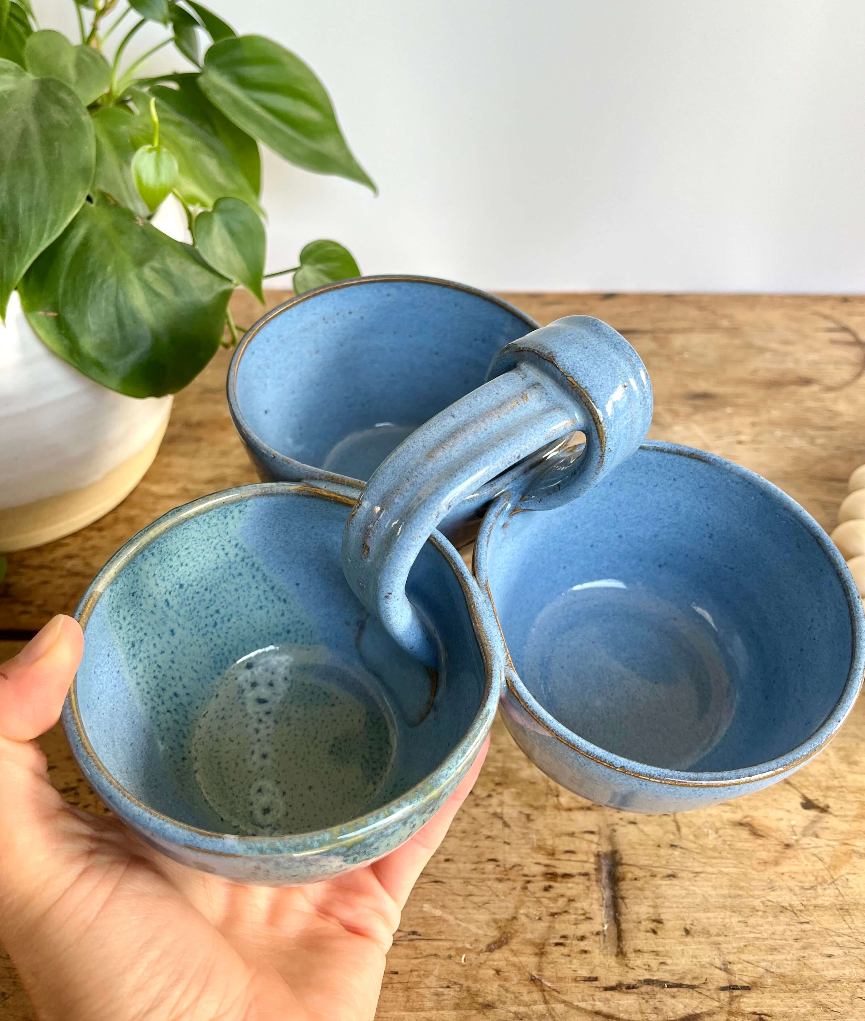 Coastal Clay Co. - Wholesale Platter - Triple Dip Platter Summer Party Platter Ceramic Dip Tray1