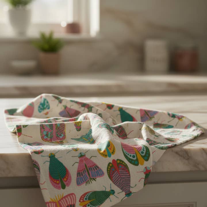 Rebecca Jane Woolbright - Wholesale Tea Towel - Spring Glow Tea Towel – Colorful Moth Linen Kitchen Towel4