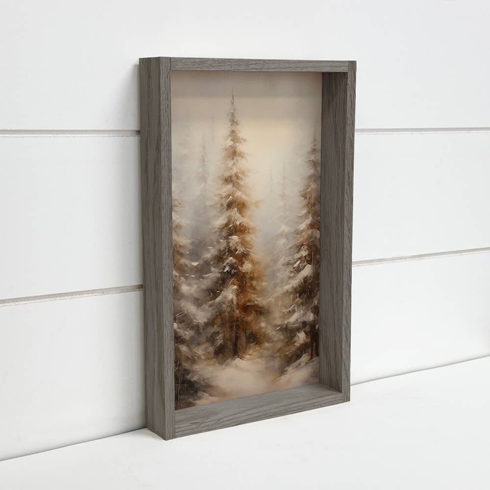 Hangout Home - Wholesale Art Print - Tall Winter Pine Trees - Winter Canvas Art - Wood Framed Art3