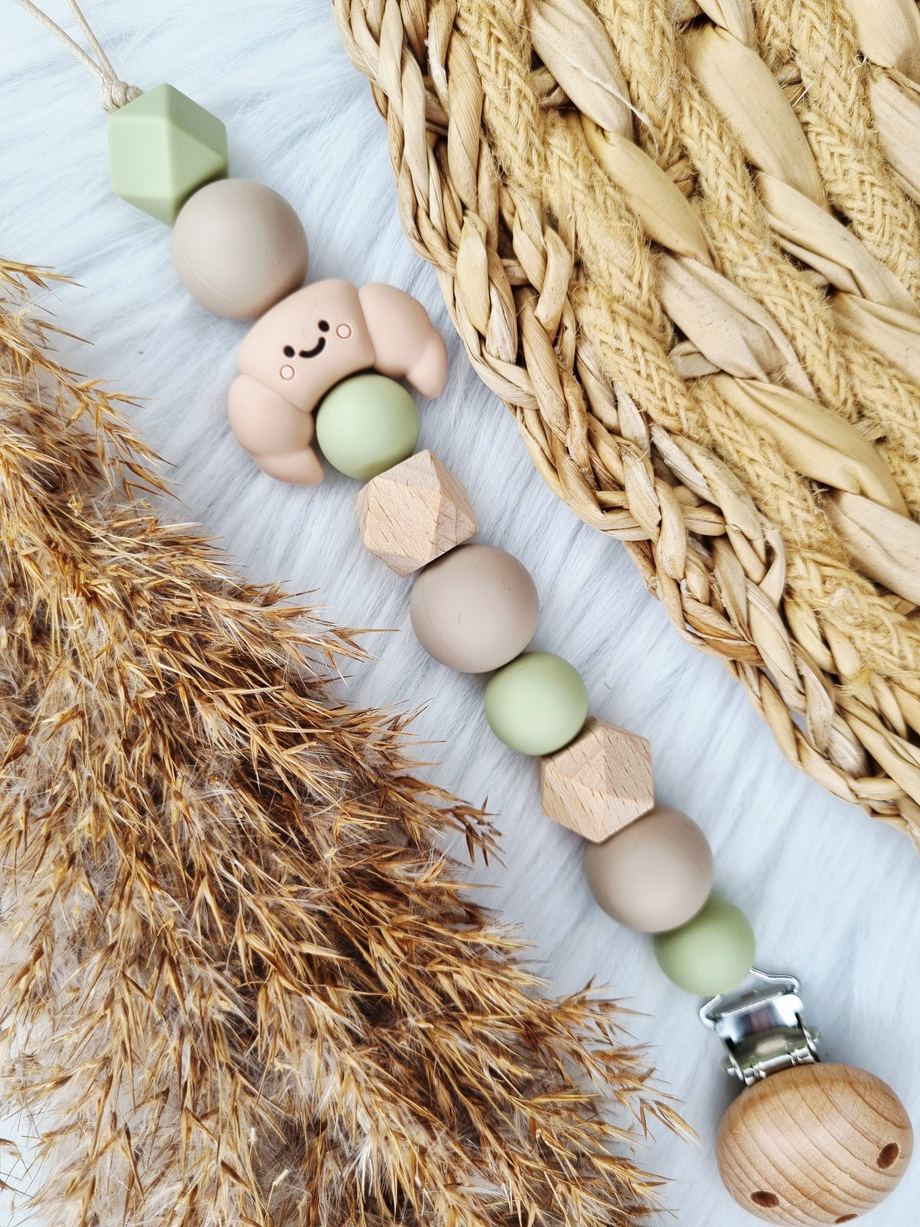 Happy by Lies - Vente Anneau de dentition sans clip – bébé - Speenkoord Croissant sauge/argile0