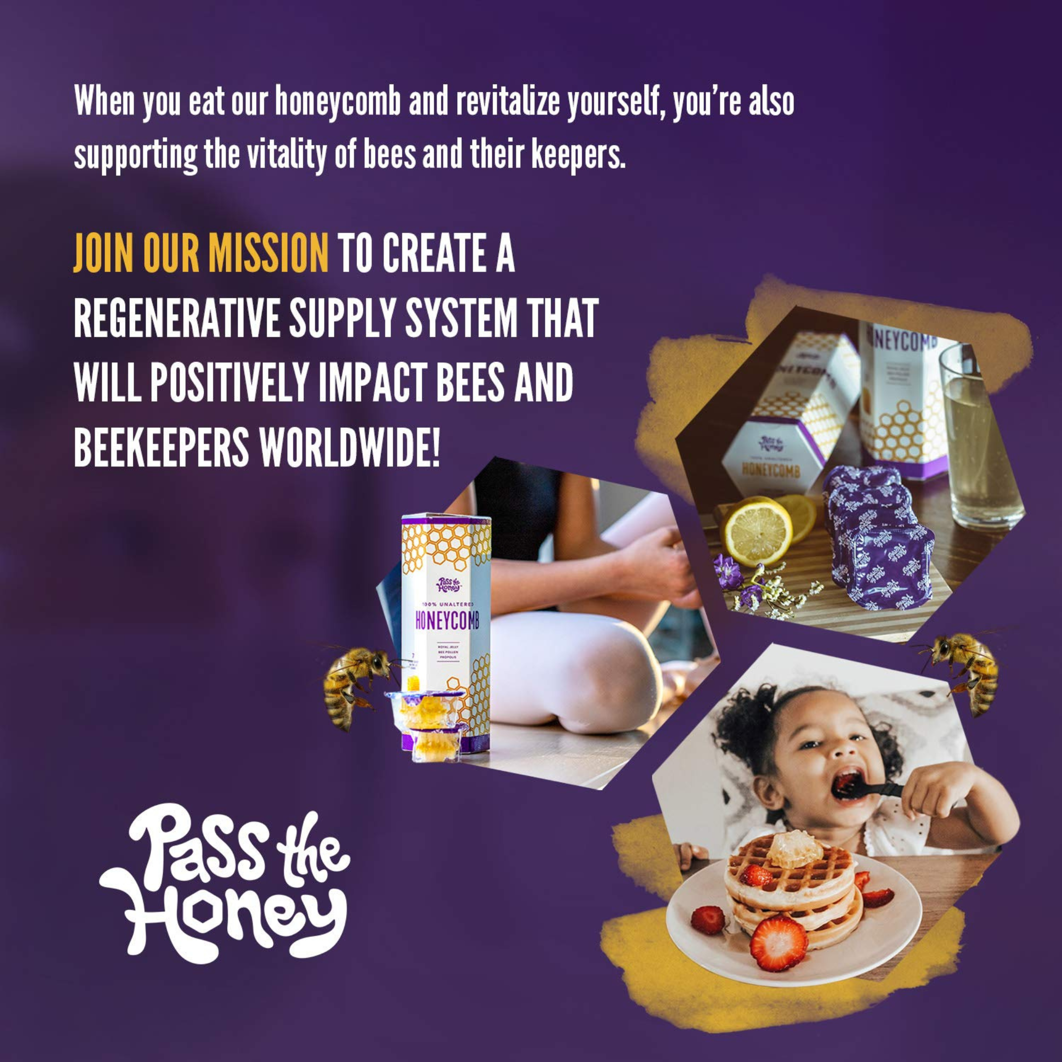 Pass the Honey - Wholesale Honey - 100% Pure Raw Snacking Honeycomb: 96ct in 4 Retail Caddies8