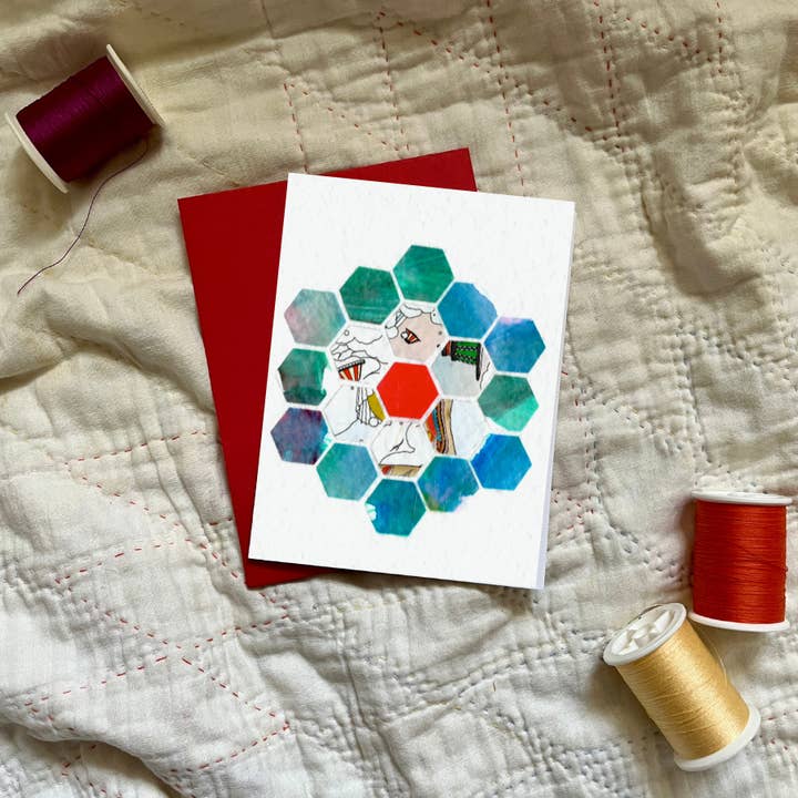 Tarjeta de felicitación Quilt Block (jardín de flores de la abuela) para venta al por mayor de Cozy Arts