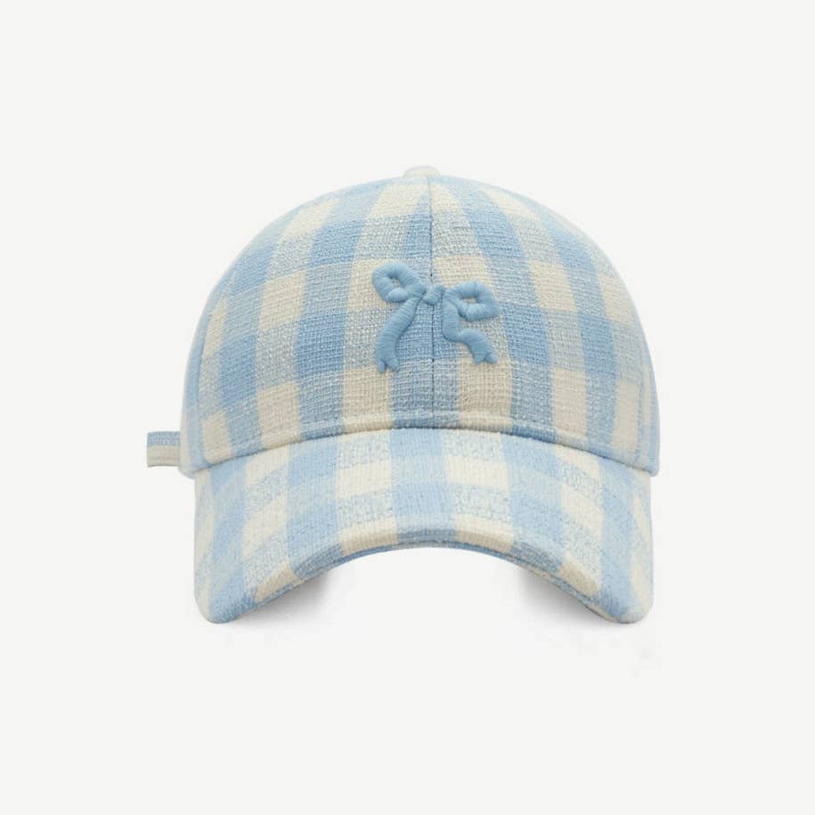 Little Trendy - Wholesale Baseball Cap - Kids - Bow embroidered plaid peaked cap sunshade baseball cap