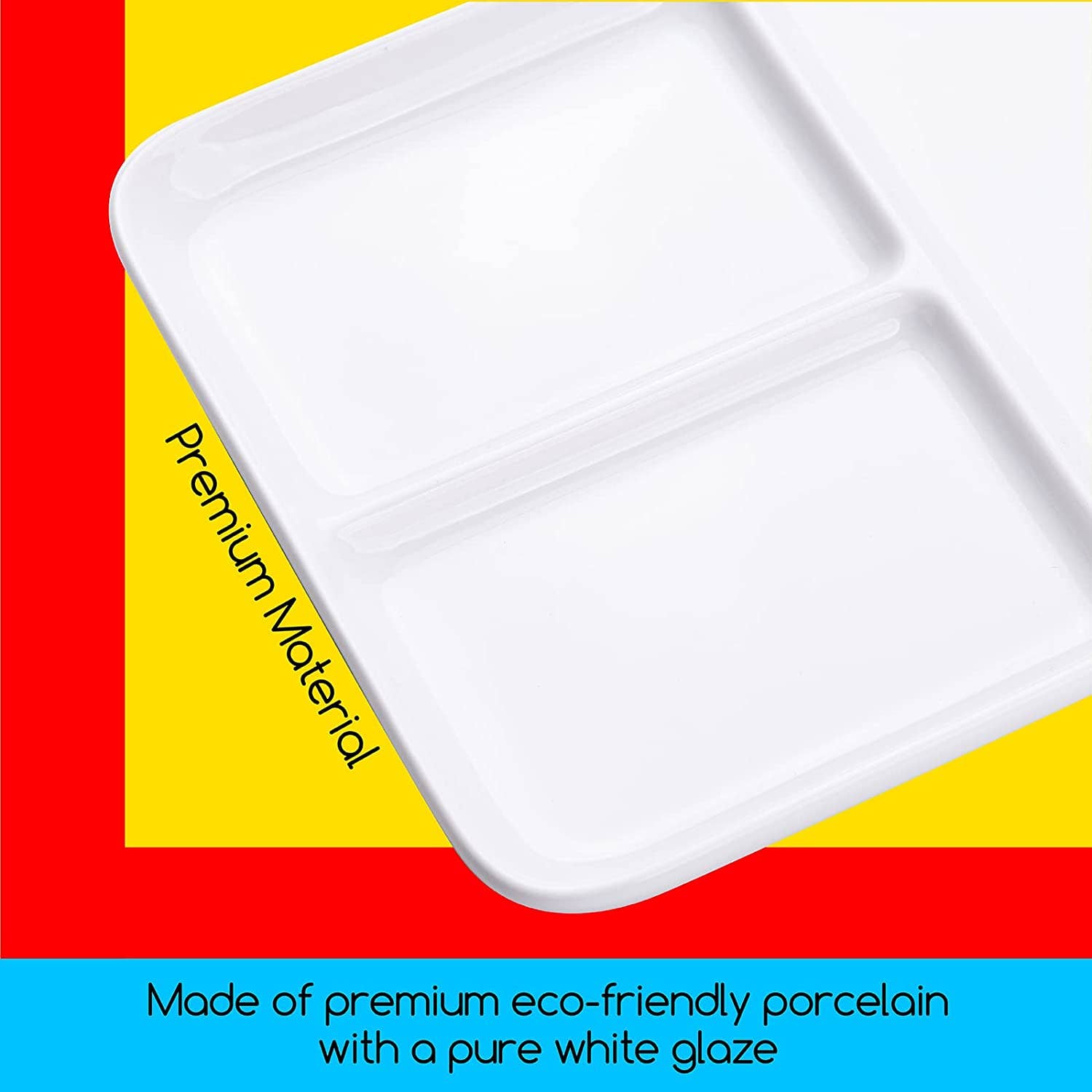 Pintar Art Supply - Wholesale Palette/mixing tray - MEEDEN Ceramic Artist Paint Palette, Rectangle Porcelain Watercolor Palette, 10'' × 7'' Ceramic Mixing Tray for Gouache, Watercolor, Acrylic Painting2