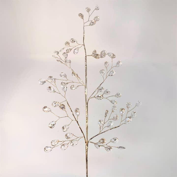 David Christopher's Collection - Wholesale Christmas Decoration - ENAMORED PEAR ACRYLIC GEM SPRAY - CHAMPAGNE 26"