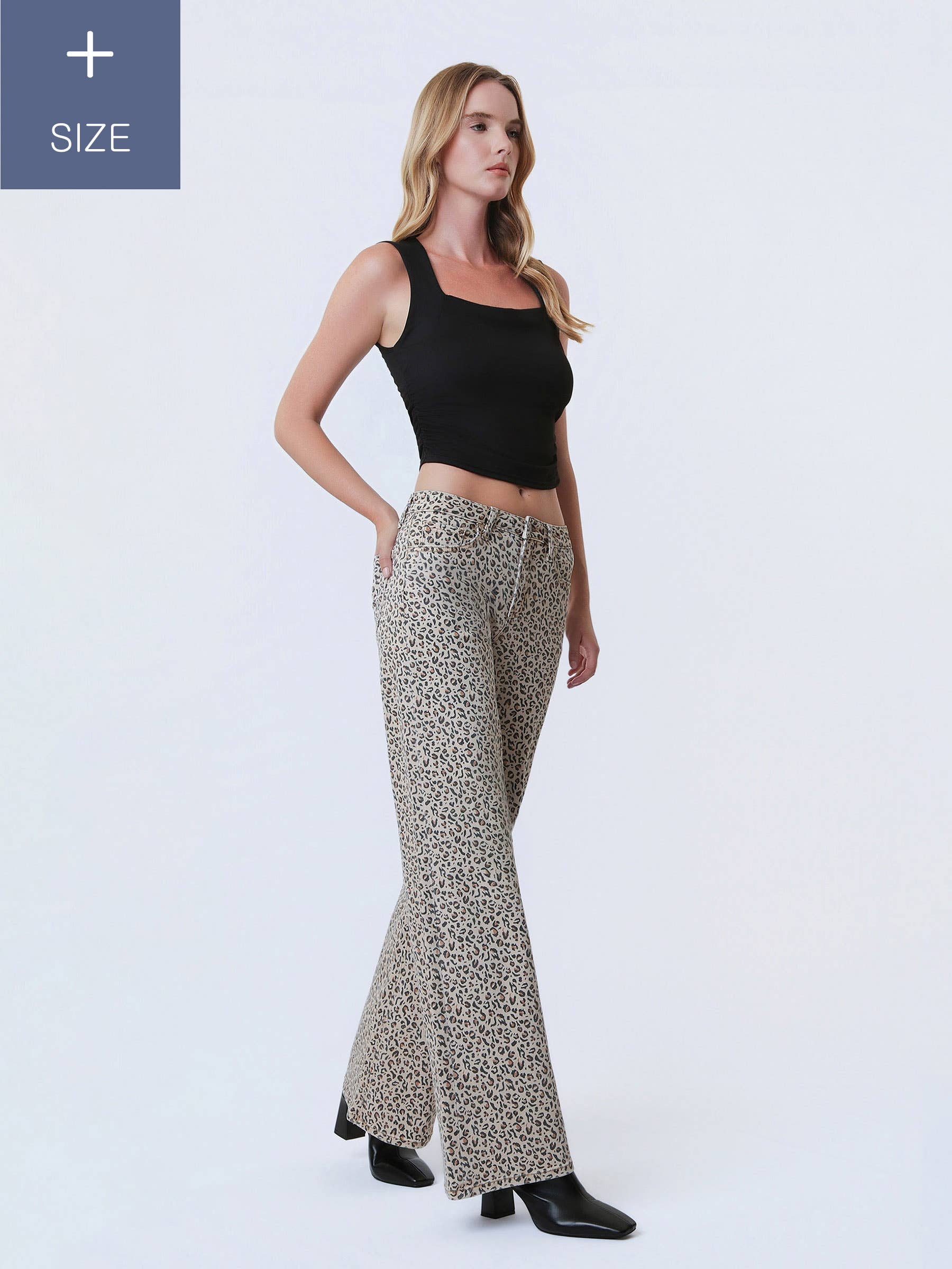 PLUS SIZE MID RISE LEOPARD PRINT WIDE LEG JEANS LV2178LPD-P for wholesale on Faire4