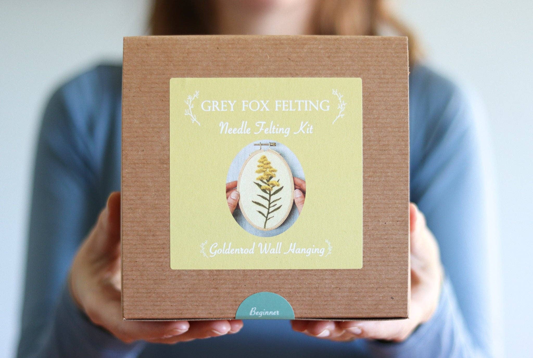 Grey Fox Felting - Wholesale DIY Craft Kit - Goldenrod Wall Hanging - Needle Felting Kit -  Beginner1