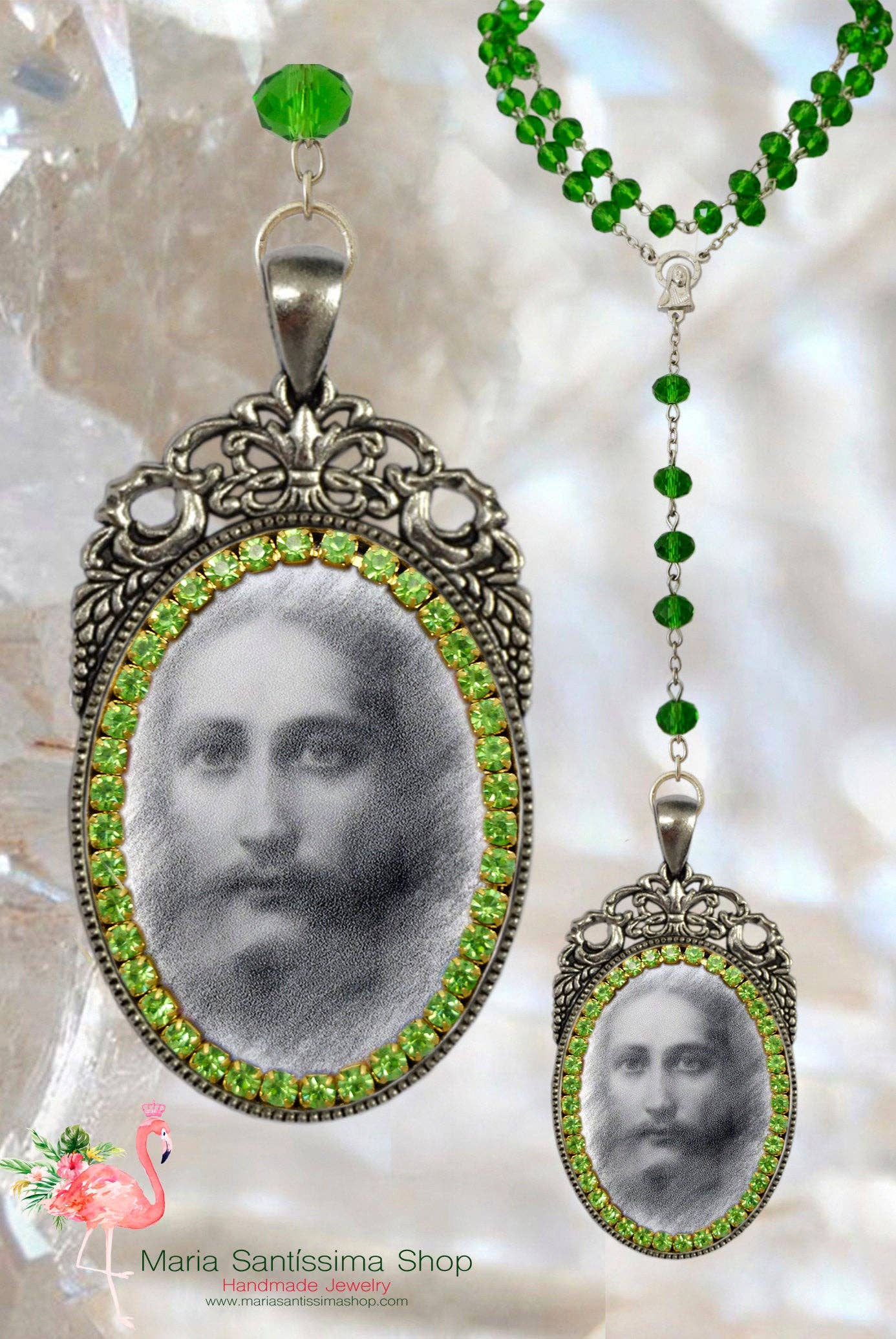 MariaSantissimaShop – Engroshandel Halskæde med vedhæng – Jesus Kristus håndlavet rosenkrans med religiøs kristen medaljon vedhæng4