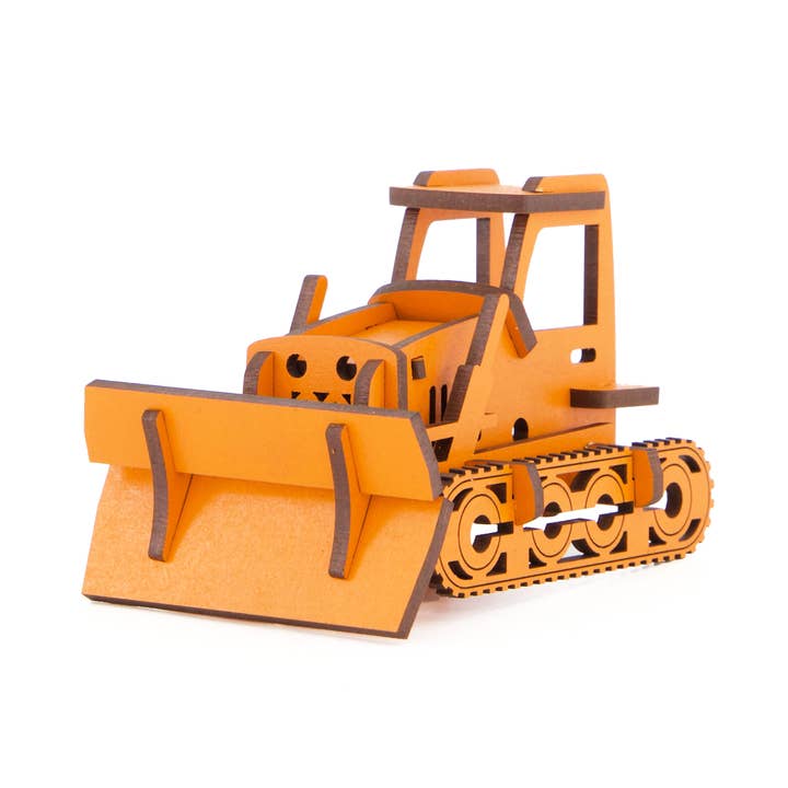 Bulldozer Wooden Kitset (Medium), 3D Puzzle for wholesale by LITTLE AND WOOD