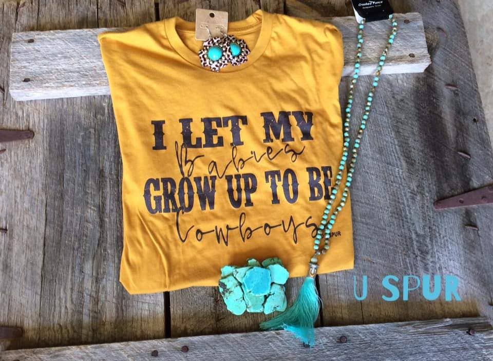 U Spur - Wholesale Screen Printed T-Shirt - Women's - Cowboy Babies Mustard Tee1