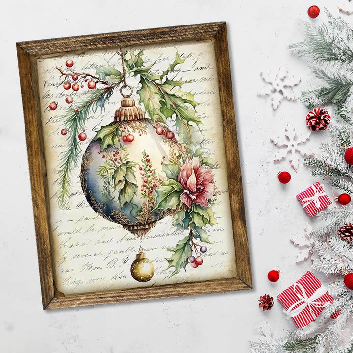 Jarmz Designs - Wholesale Christmas Wall Art - TIMBERLAND FRAME VINTAGE CHRISTMAS ORNAMENT2