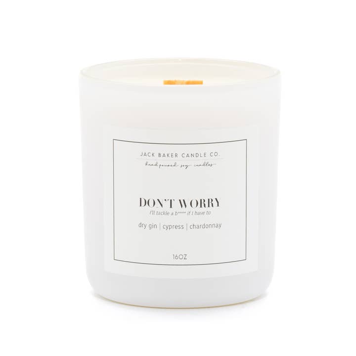 Jack Baker Candle Co - Wholesale Jar/Filled Candle - White Linen / Wedding Collection - Don't Worry 16oz