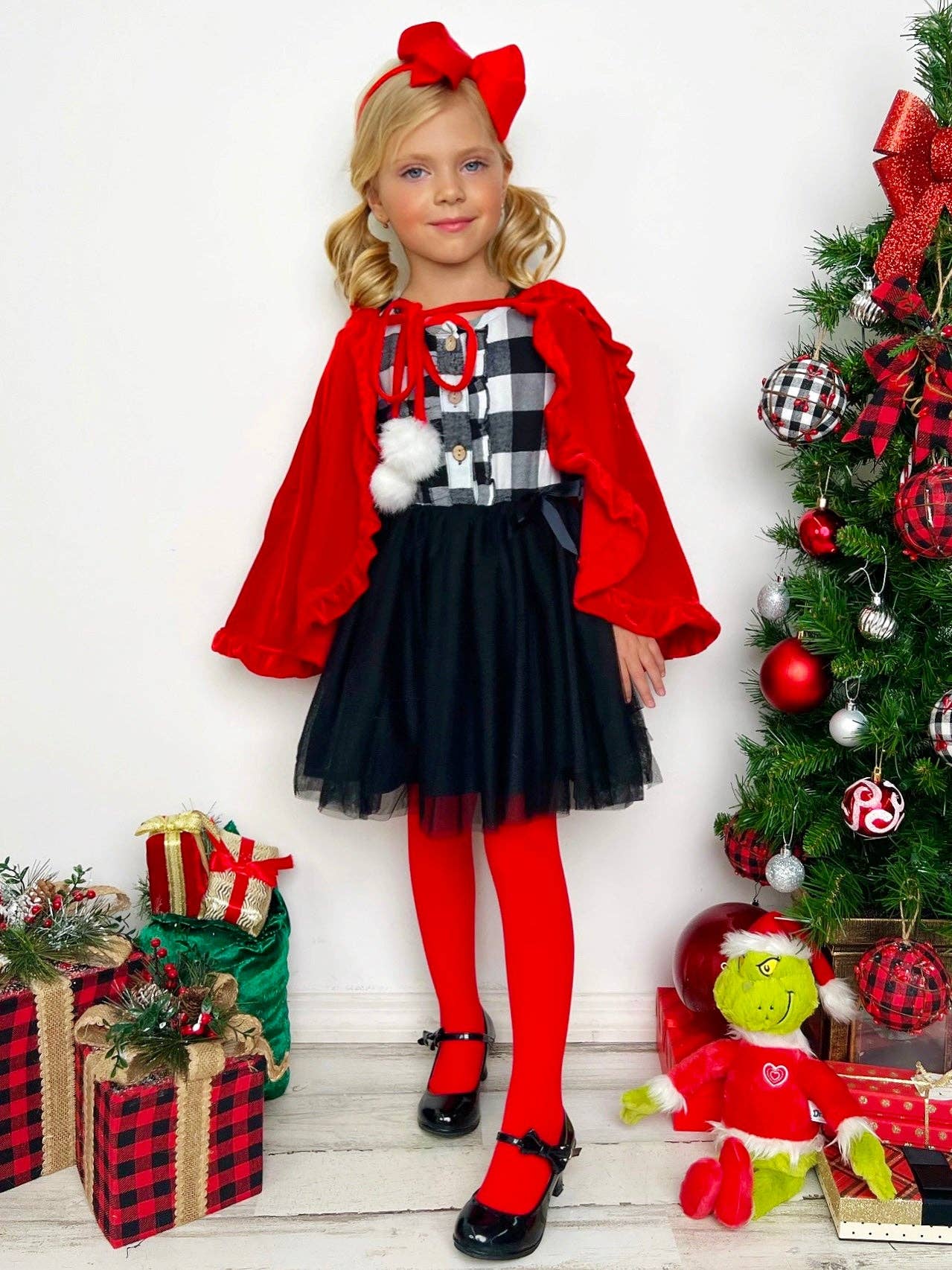 Mia Belle Girls • Wholesale – wholesale Dress – Kids – Pretty Plaid Ruffled Tutu Dress0