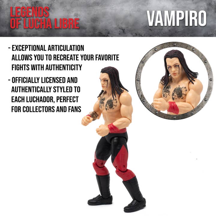 Boss Fight Studio Llc - Wholesale Figurine Toy - Kids - Legends of Lucha Libre Action Figure - Fanaticos: Vampiro