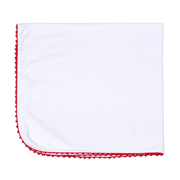 Manta de Recepción para Bebé Joy con Ribete de Ganchillo Rojo para venta al por mayor de Magnolia Baby