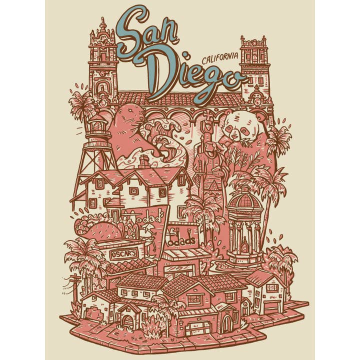 San Diego CA 12" x 16" for wholesale by Welcome To the Neighborhoods