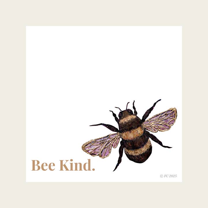 Sticky Notes w/ Bee Artwork & "Bee Kind" Message | 50-Sheets for wholesale by Forever Caroline LLC