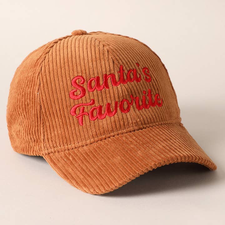 Fashion City - Wholesale Baseball Cap - Unisex - Santa's Favorite Embroidery Corduroy Cap19