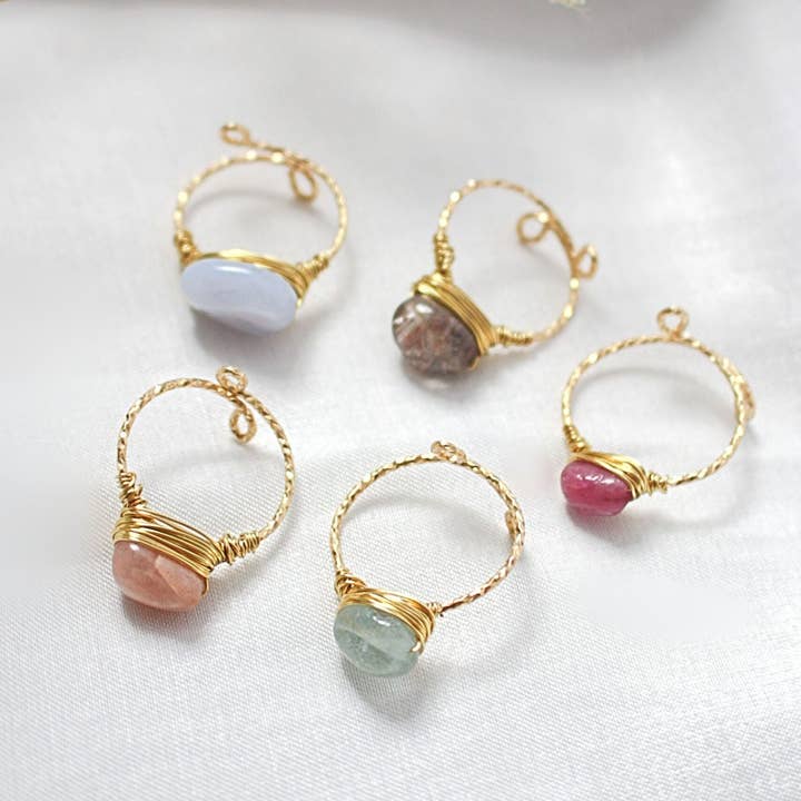 Divine Dulcet - Wholesale Single Stone/Solitaire Ring - 24 Karats Natural Crystals Hand Wired Solitaire Ring