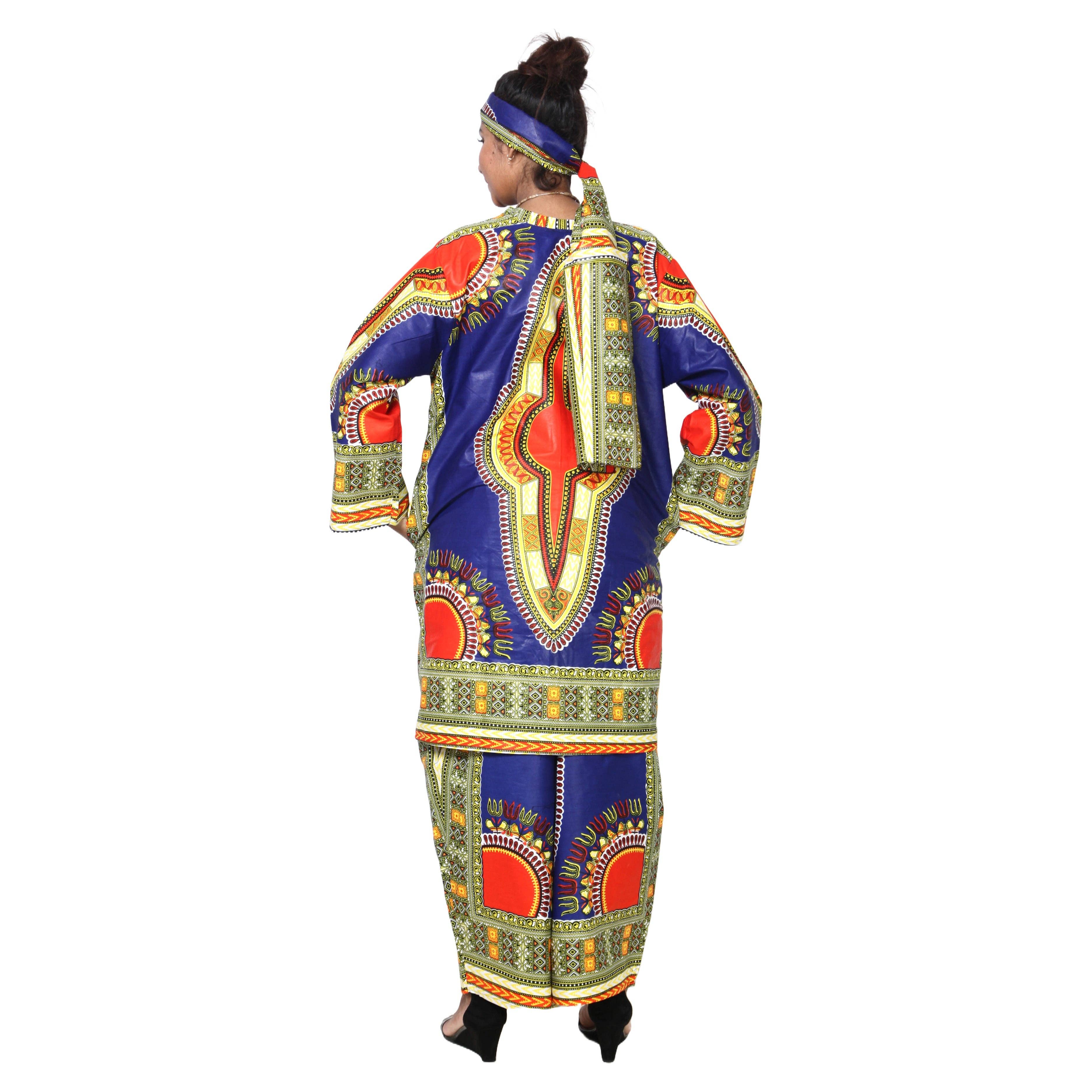 African Stars - Wholesale Top & Pant Set (NOT Loungewear) - Women's - Women's Dashiki Tunic Top and Matching Pants Set -- FI-40492