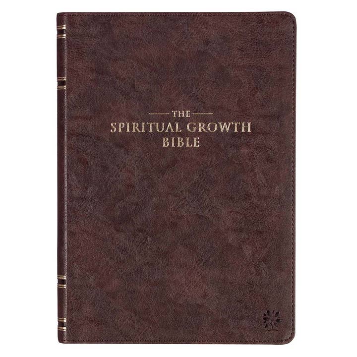NLT, The Spiritual Growth Bible Faux Leather, Walnut Brown for wholesale by Christian Art Gifts