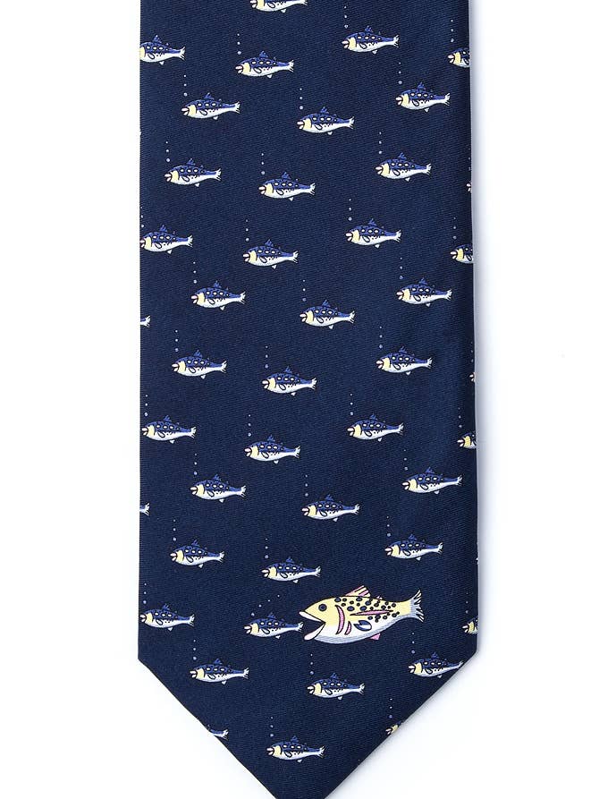 That's Life Tie - Navy Blue Silk for wholesale by Alynn