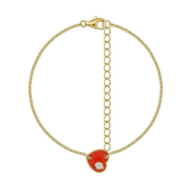 Red Enamel Heart Bracelet with Accent for wholesale by GEMOUR