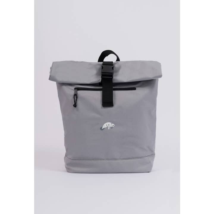 manatee recycled roll-top backpack for wholesale by Big Wild Thought
