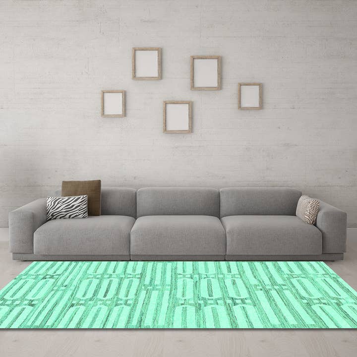 Tapis modernes en turquoise uni lavable en machine pour la vente par Ahgly