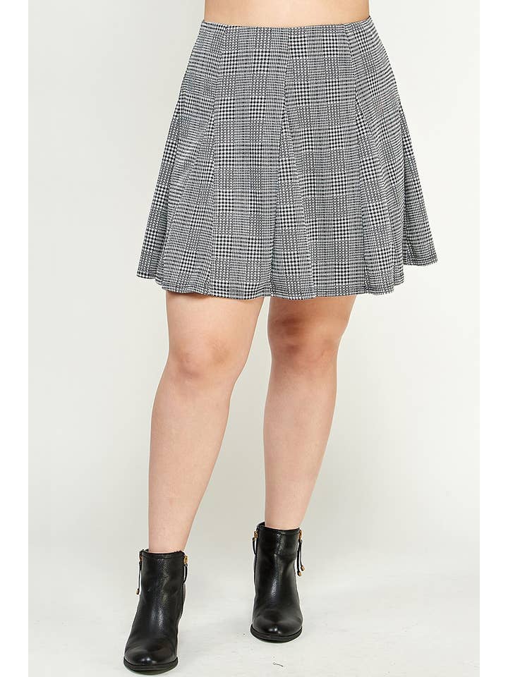 Haute Fox Plus Size & Contemporary - Wholesale Skirt - Women's - Plus Size Plaid Knit Aline Skirt KY18157-SK
