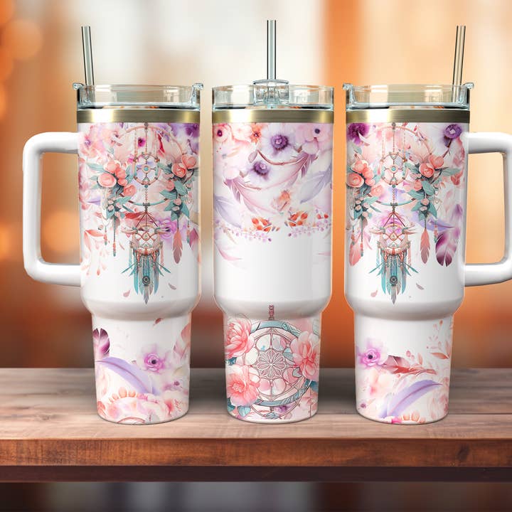 Floral Assortment 9 40oz Tumbler with Handle for wholesale by JAC Wholesale