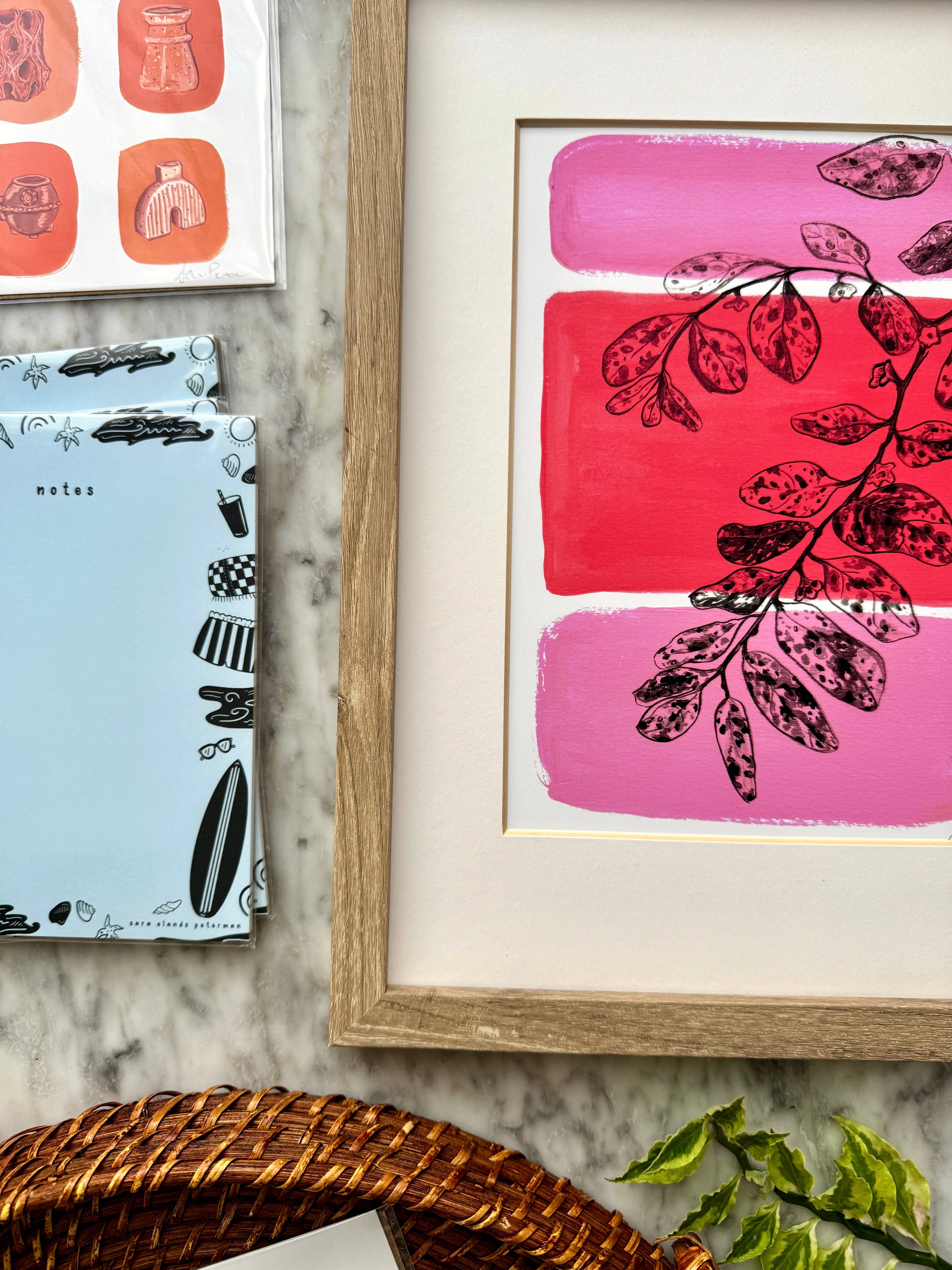 Sara Elands Peterman - Wholesale Art Print - "Speckled Plant with Pink" Giclée Print - 8"x10"3