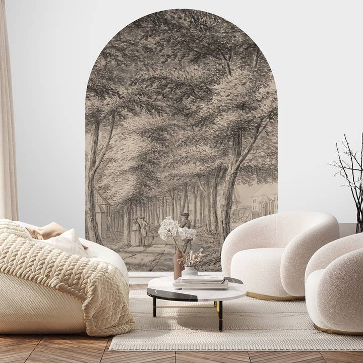 Zachte Vintage Stadsboog Muursticker, Verwijderbare Bossticker voor wholesale door SimurgWallArts