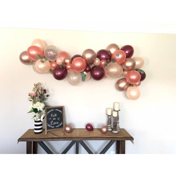 Hullaballoons - Wholesale DIY craft kit - Rose Gold & Burgundy Balloon Garland Kit | 4-Foot DIY Kit9