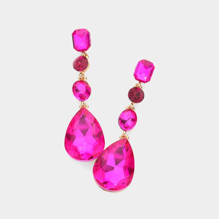 Sensibling Corp. - Wholesale Dangle Earrings - Teardrop Crystal Stone Accented Evening Earrings