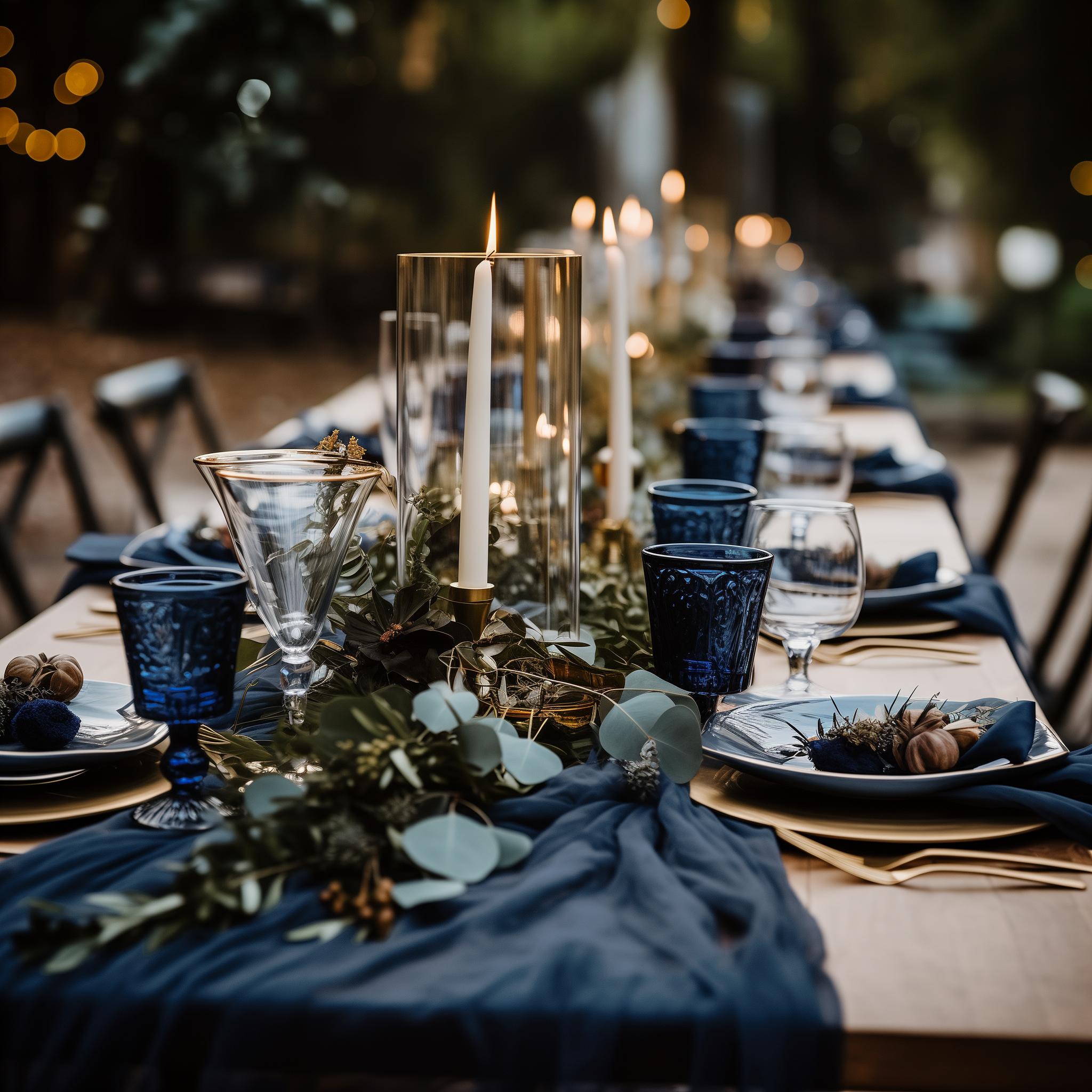 AVAGANTE Design – wholesale Table runner – Table runner -  crinkled cheesecloth runner - Navy blue9