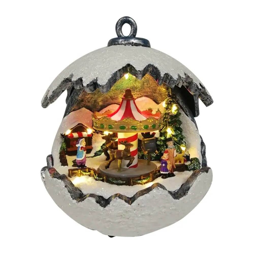 giftland - Venta al por mayor Decoración navideña - Adorno de Navidad en forma de bola de nieve con luz LED y música1