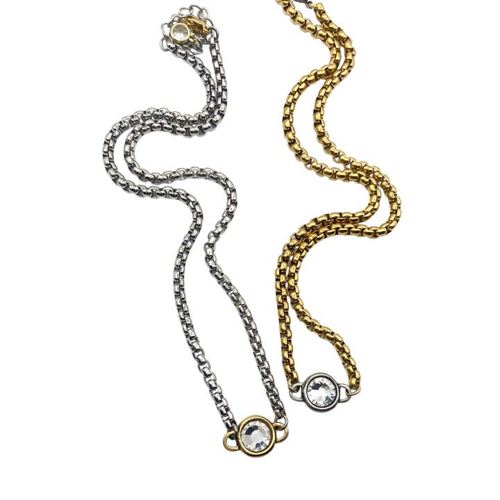 Luxe two tone mixed metal necklace for wholesale by VB&CO Designs Handmade Jewelry