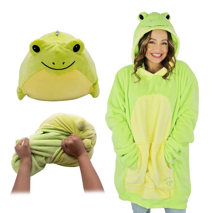 Fren Frog Blanket Hoodie & Pillow Adult Snugible for wholesale by OrangeOnions