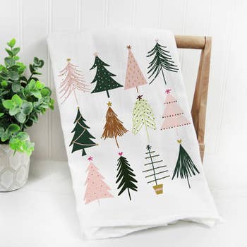 Custom Simple Christmas Trees Modern Design Kitchen Towels in Gift