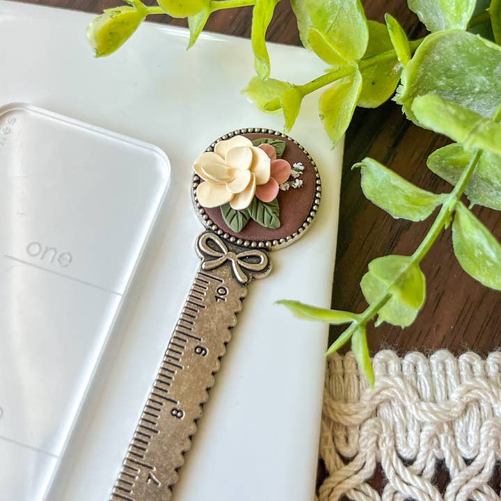 Brown and pink sculpted bookmark (long) for wholesale by Retrochrome Creations