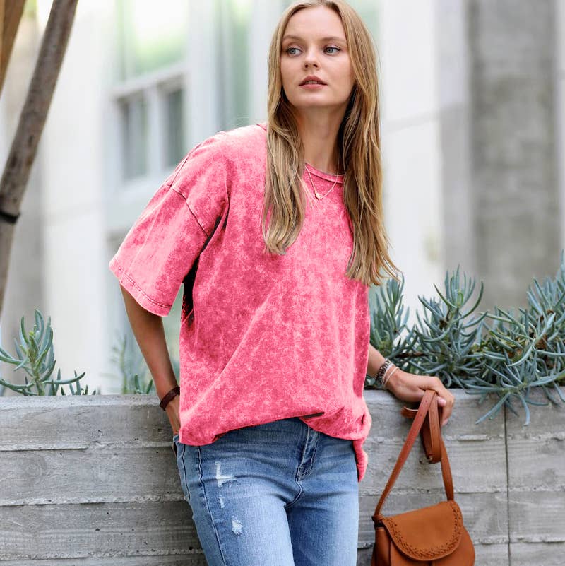 42POPS – Großhandel T-Shirt – Damen – Übergroßes gewaschenes Baumwoll-T-Shirt20