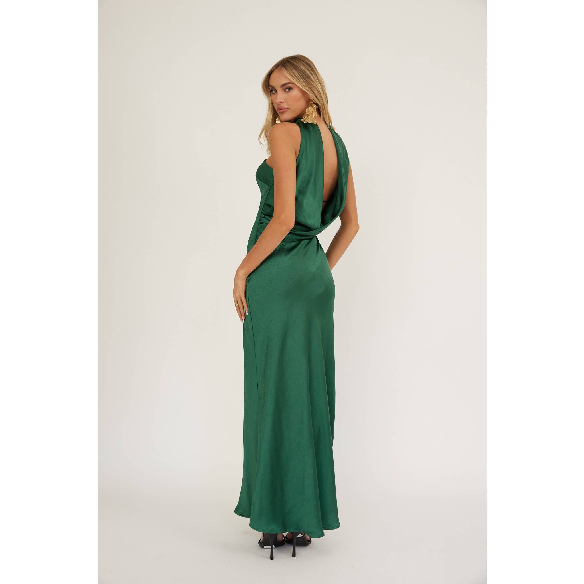One and Only Collective - Wholesale Dress - Women's - HALTER SATIN MAXI DRESS / CM6375D7