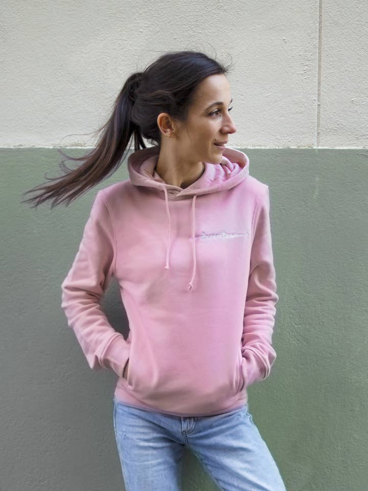 Moletom com capuz de algodão orgânico Dreamteam rosa pastel com por atacado de Lilypilly