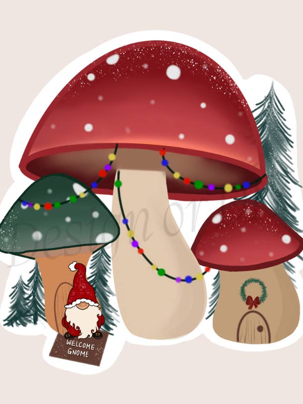 Adesivi natalizi, adesivo a forma di fungo, regalo di festa per la vendita all'ingrosso da parte di Collette Noel Design