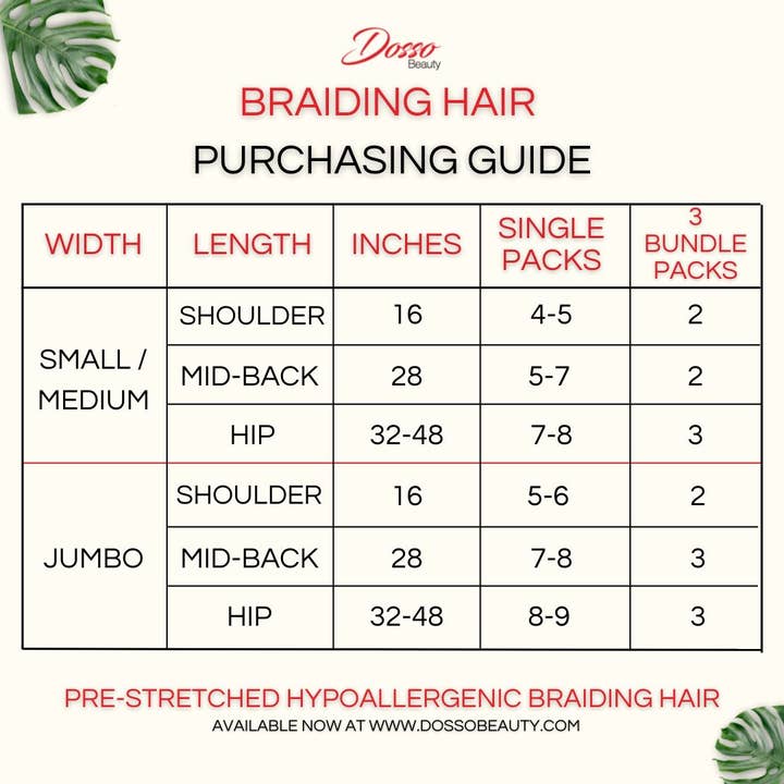 Dosso Beauty - Wholesale Hair Extensions - Pre-Stretched Hypoallergenic Braiding Hair (Single Packs)