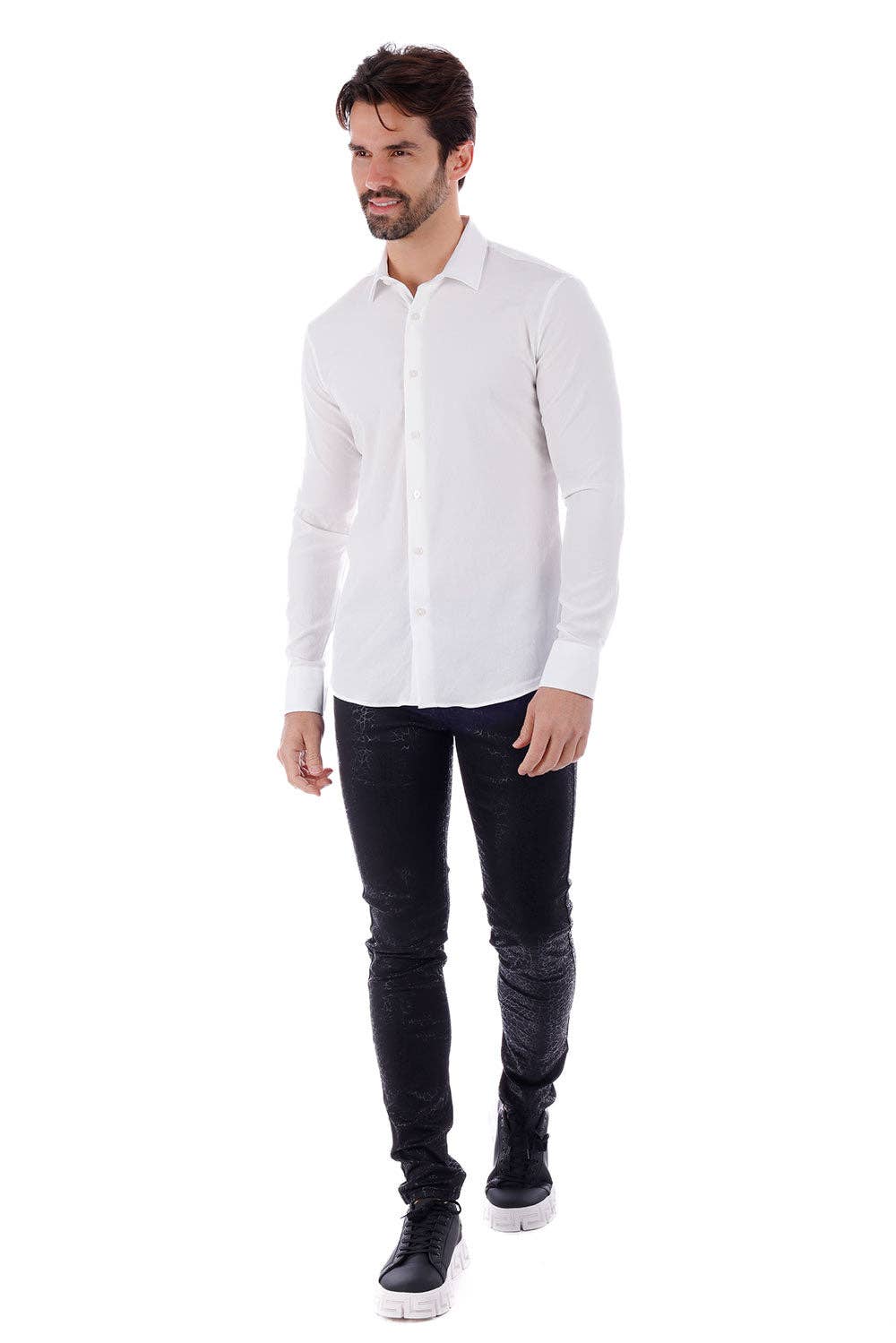 BARABAS - Vente Chemise à col boutonné – homme - Chemise décontractée à manches longues pour hommes de couleur unie 4B3324