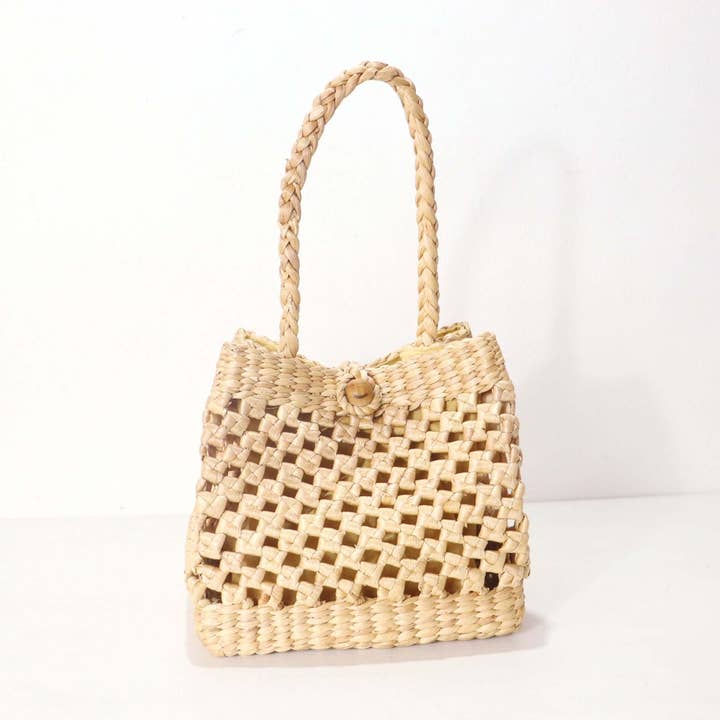 Tanid – Handwoven Top Handle Straw Bag for wholesale by Thaihomeshop