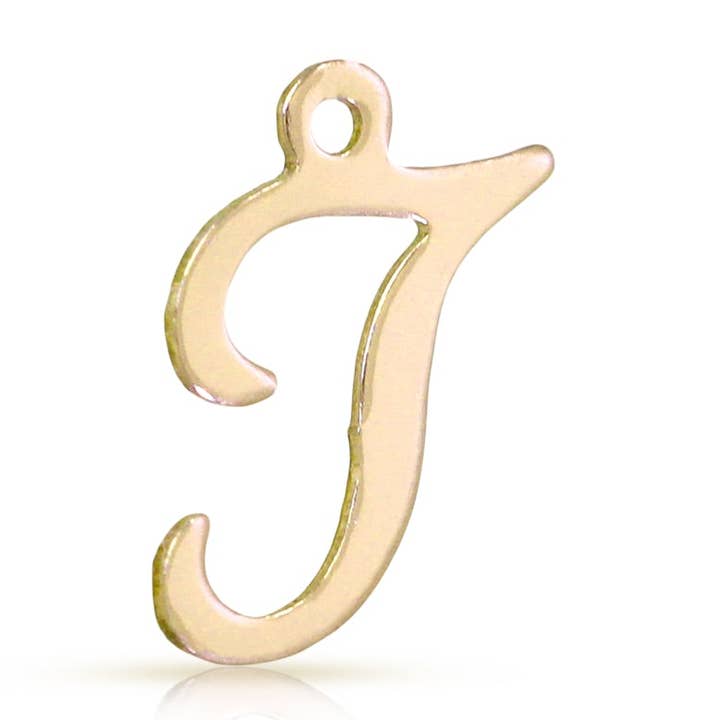 Plazko - Wholesale Individual Charm/Pendant - 14Kt Gold Filled Script Alphabet T Charm 12.2x8mm - 2pcs/pack0